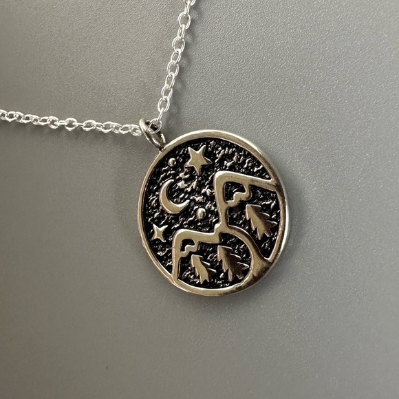 Sterling Silver Starry Night Mountain Pendant - Picture 3 of 10